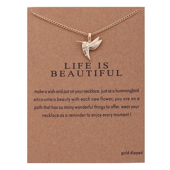 Kasey - Life Is Beautiful Ketting - Kolibrie hanger aan ketting - Hummingbird - Geluksketting