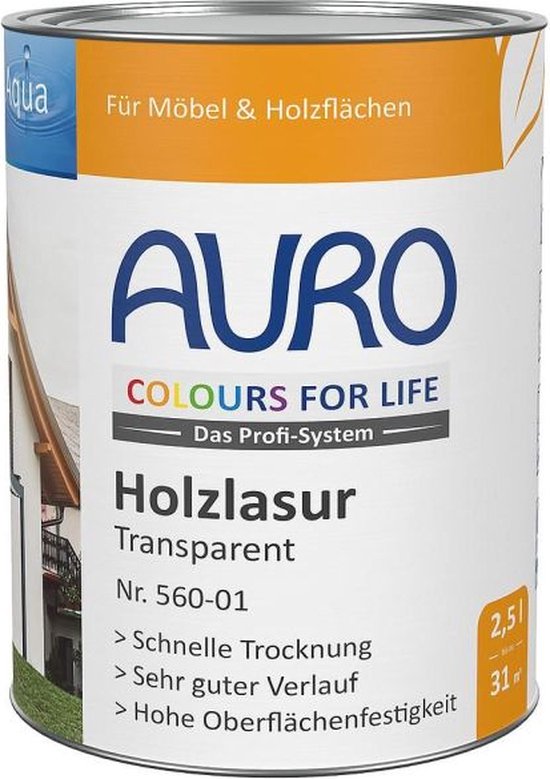 Auro Transparante Houtbeits - Voor buiten en binnen - Oplosmiddelvrij en waterverdunbaar - 31.25 m² - 2.5 Liter