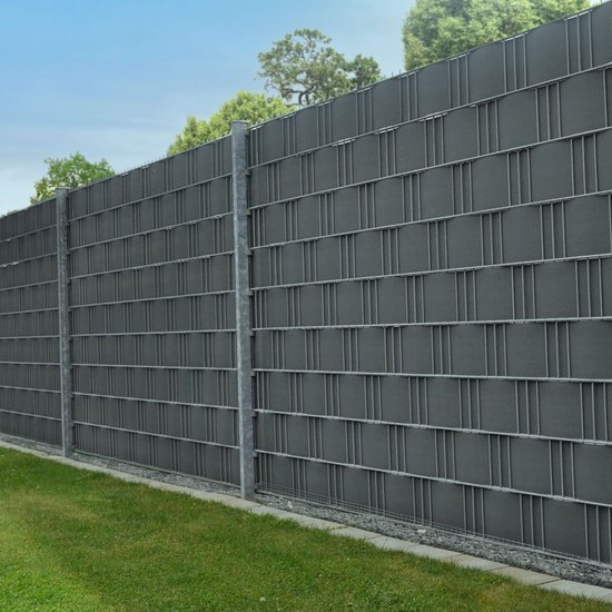 PVC Privacystrips - 3 stuks - 35 meter - Antraciet - Incl. Bevestigingsklemmen