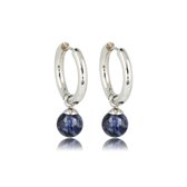 My Bendel - Zilverkleurige Oorbel Sodalite Edelstenen Balletje - Sodalite Zilverkleurige Oorringen: Elegantie In Blauw - met Luxe Cadeauverpakking | Sieraden Voor Dames