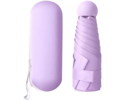 Paraplu, stormbestendig, met uv-bescherming, 6 ribben, mini-paraplu, opvouwbare reisparaplu, stormvast, kleine zakparaplu, windbestendig, uv-bescherming, ultralichte paraplu voor heren en dames, paars