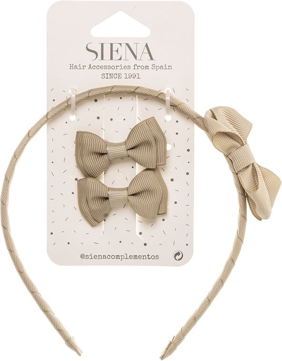 Siena Haarclips/Haarband Set | Grosgrain | Cuerda/Beige | 7439