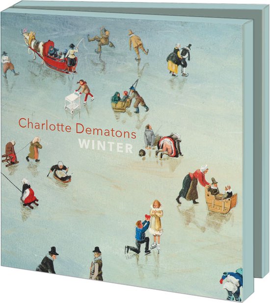 Bekking & Blitz - Kerstkaartenmapje - Set wenskaarten - Winterkaarten - Kunstkaarten - Uniek design - Inclusief sluitstickers - 10 stuks - Inclusief enveloppen - IJspret - Nostalgisch – Winter - Charlotte Dematons