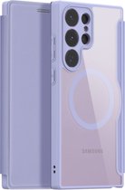 Dux Ducis - Telefoonhoesje geschikt voor Samsung Galaxy S23 Ultra - Skin X Pro Book Case Series - Paars