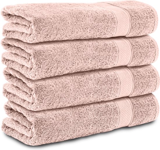 Komfortec handdoeken – Set van 4 - Badhanddoek 70x140 cm - 100% Katoen - Roze