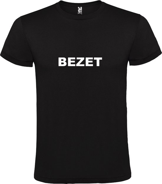 Zwart T-Shirt met “BEZET “ Afbeelding Wit Size XXXL