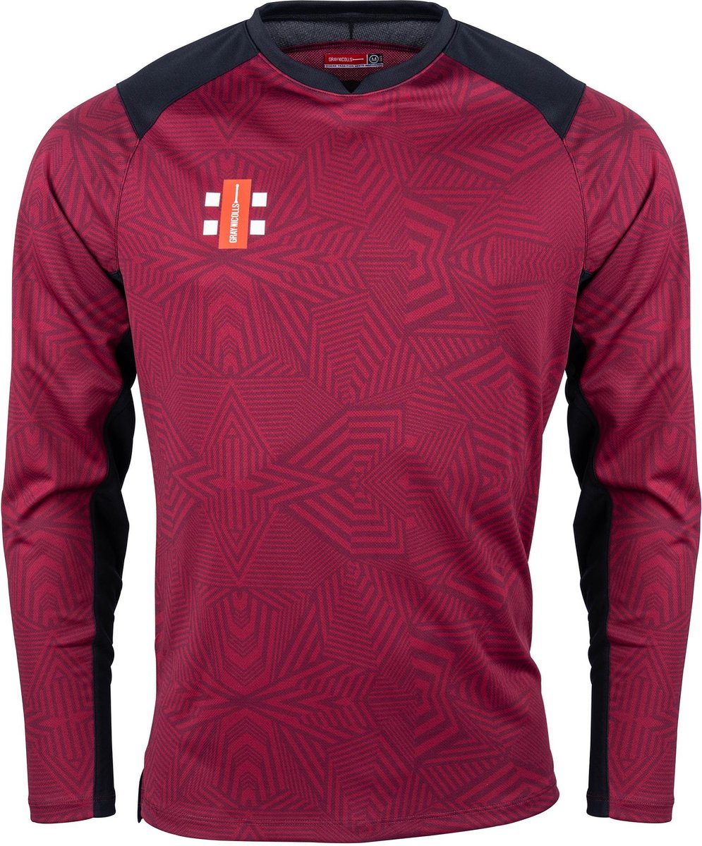 Gray-Nicolls Cricket SHIRT PRO T20 L/S MR/BK S Small - Maroon / Zwart