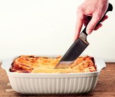rechthoekige ovenschaal, ideaal ook voor lasagne, als bakvorm en tiramisuvorm, kras- en snijbestendige hoekige ovenvorm, 33 x 24 x 8 cm, keramiek, grijs