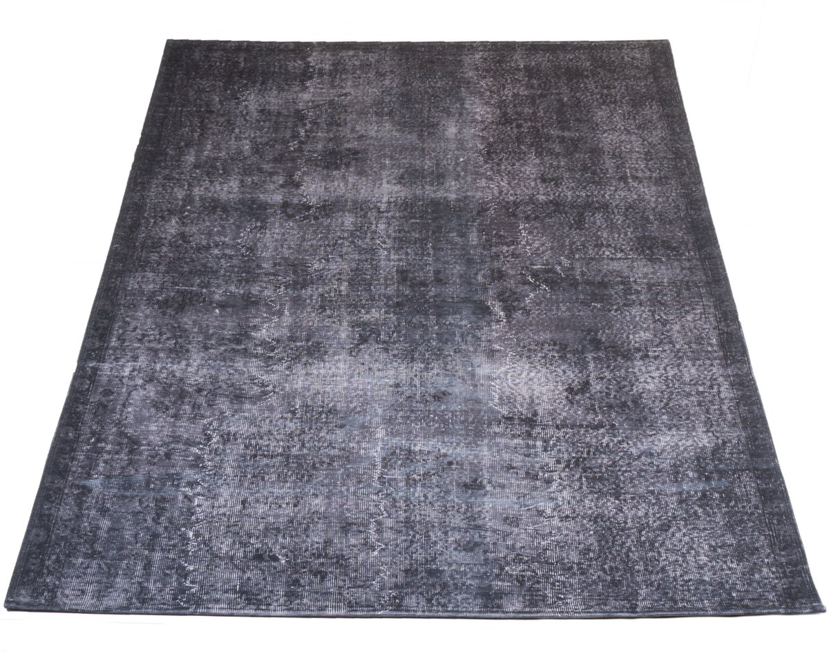 Veer Carpets Vloerkleed Yves Antraciet 70 x 200 cm - Laagpolig Synthetisch Vloerkleed – Vintage / Klassiek Medaillon