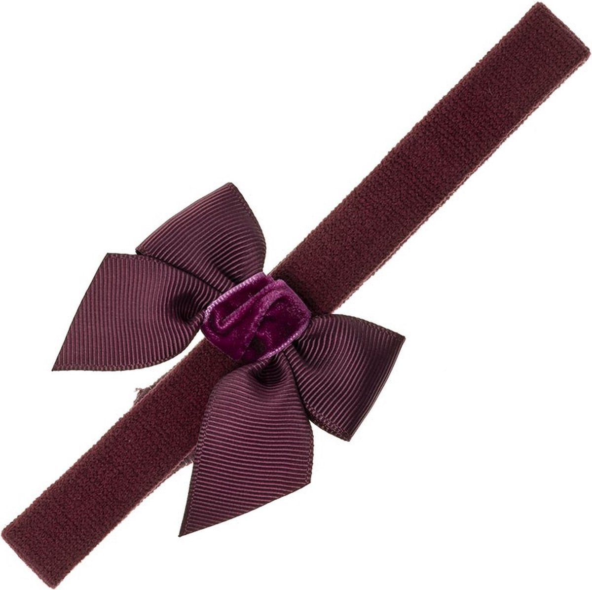 Siena Haarband Velvet Strik (6cm) | Zacht rekbaar bandje | Baby/Kind | Garnet/Donkerrood | 7375