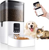 Balimo Lena 4 L 2,4 G WLAN automatische huisdiervoerdispenser voor honden en katten met app-bediening, Full 1080p HD-camera en nachtzicht, met programmeerbare bediening via timer, 8 maaltijden/dag