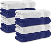 Komfortec 8x Handdoek 50x100 - 100% Katoen – Handdoekenset - Zacht - Wit&Blauw