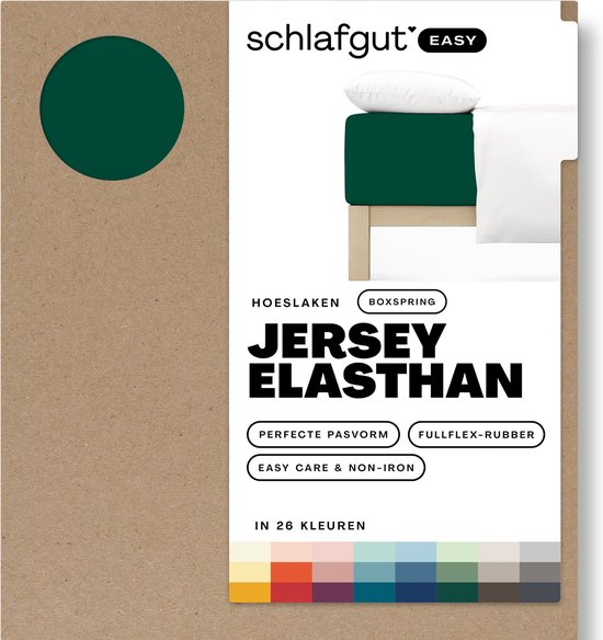 schlafgut Boxspring Easy Jersey Elasthan Hoeslaken XL - 180x200 - 200x220 690 Green Deep