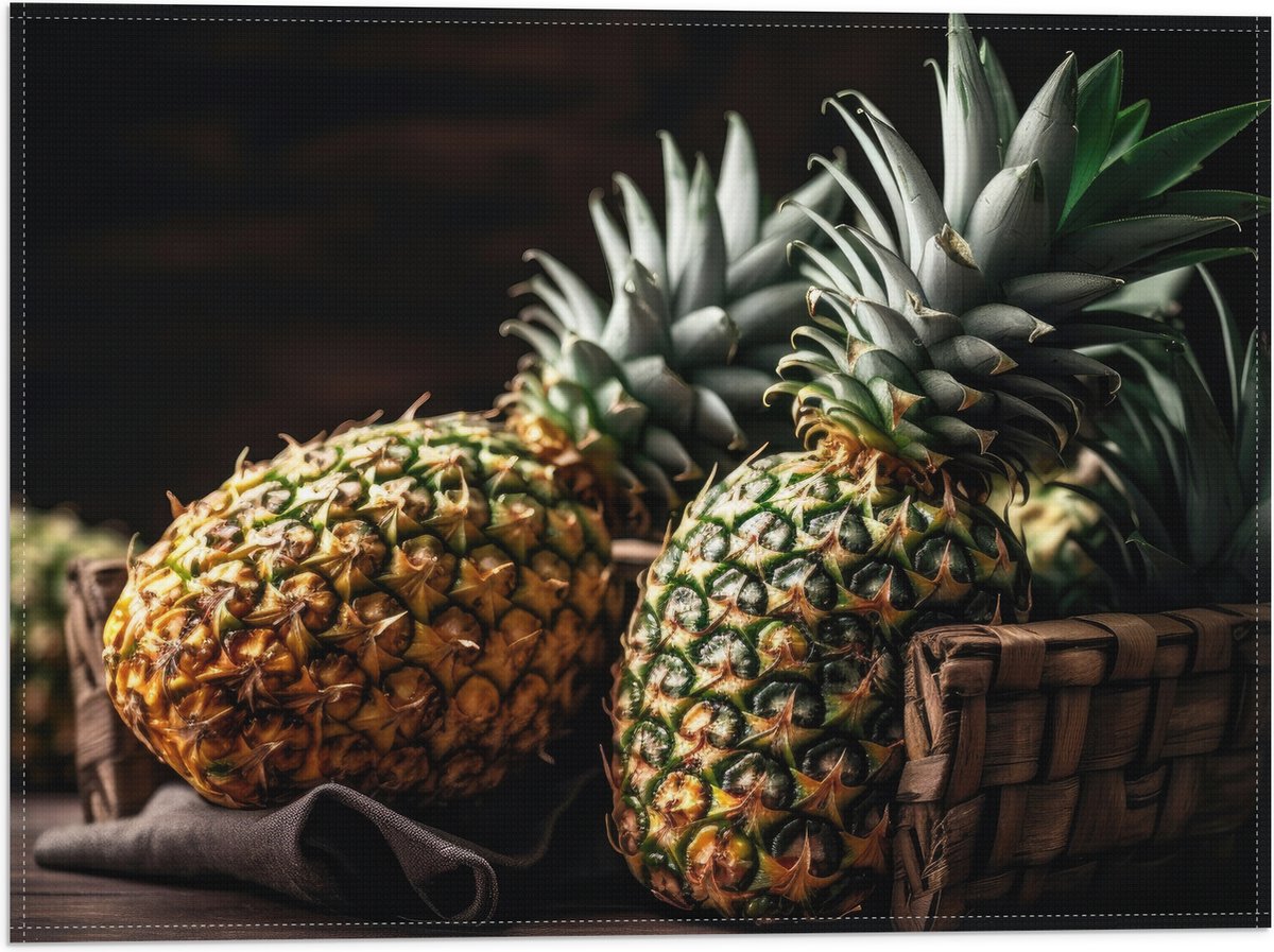 Vlag - Eten - Fruit - Ananas - 40x30 cm Foto op Polyester Vlag