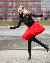 Supervintage supermooie volle zachte petticoat rok Rood - XS / S - valt op de knie - elastische verstelbare taille - carnaval - feest