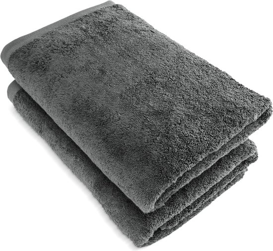 Saunahanddoek 80 x 200 cm set van 2 – 100% katoen – zacht & absorberend – extra groot & lang (antraciet)