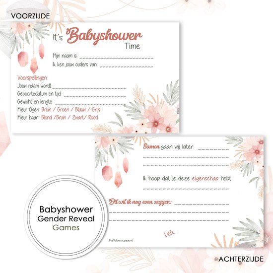 BSG008 20 stuks - Babyshower invulkaarten (20 stuks) - Babyshower ...