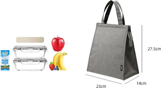 Lunchtassen - lunchtas blauw - geïsoleerde Lunchbag - school - werk - met handvaten - 4 liter - BPA-vrij - waterdicht van Tjitvik — afbeelding 2