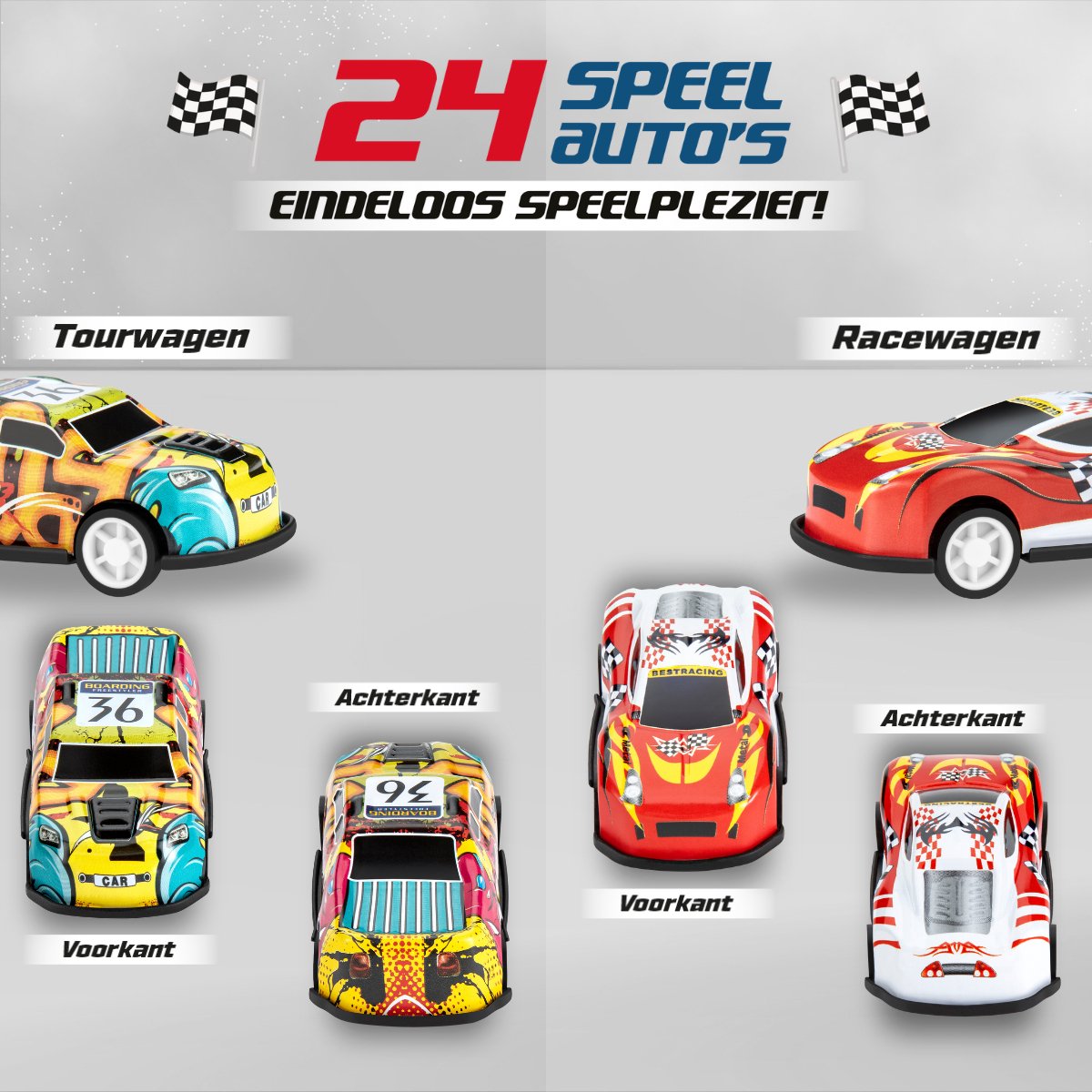 Vertrex Speelgoed Auto Set - 24 stuks - Autos voor Jongens - Speelgoedauto - Pull Back Wheels Autootjes - Auto's - Speelgoedautootjes — afbeelding 5
