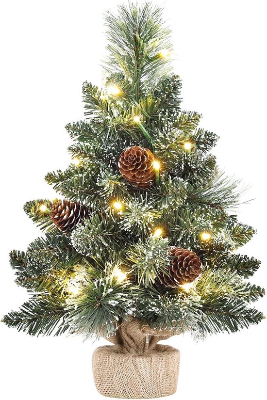 zijn Klik passagier Zilverspar Mini Kerstboom met LED lampjes - Kleine Kunstkerstboom 40cm Met  Verlichting... | bol