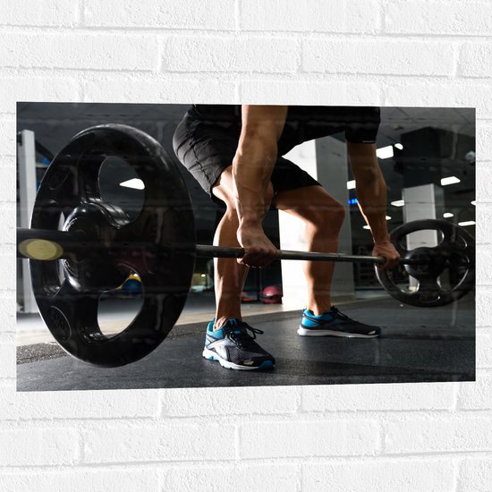 Muursticker - Mens - Spieren - Schoenen - Oefening - Sporten - Fitness - Sportschool - Gewichten - 75x50 cm Foto op Muursticker