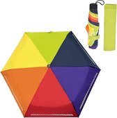 Regenboog paraplu voor kinderen, jongens meisjes, zakparaplu met reflecterende strepen, kleine kinderparaplu's, 6 ribben, 8 mm stalen paraplustandaard, 210T pongé-stof, Meerkleurig