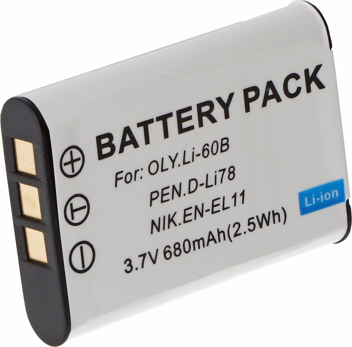 OTB Accu Batterij Nikon EN-EL11, Olympus Li-60B, Pentax D-Li78, Ricoh DB-80, Sanyo DB-L70, Sony NP-BY1 - 600mAh