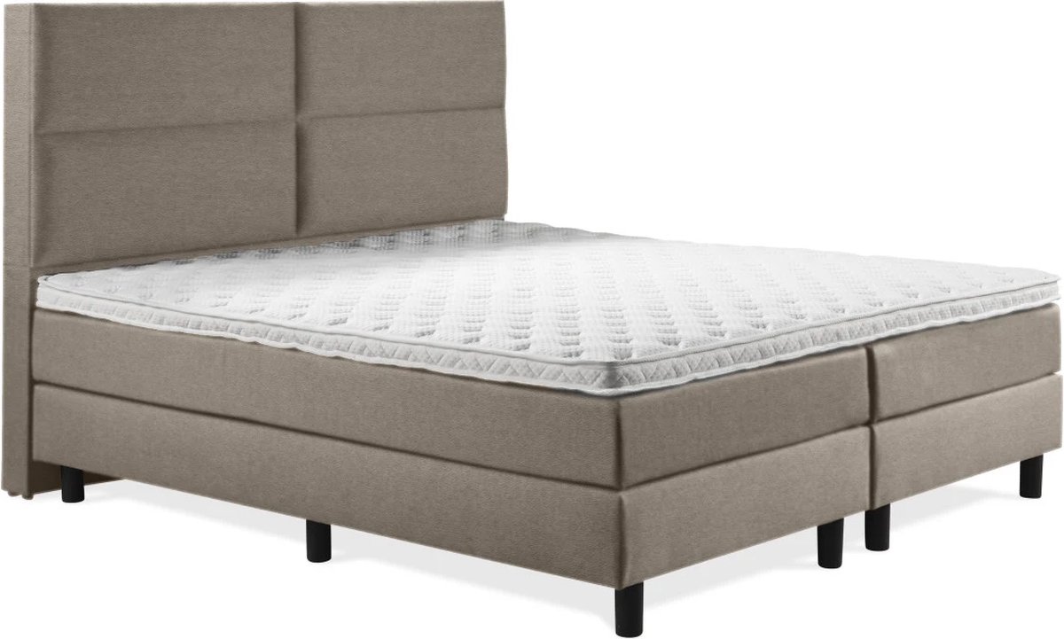 Boxspring Luxe 200x210 4 vlaks Taupe Lederlook