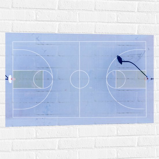 Muursticker - Bovenaanzicht van Basketbalveld - 90x60 cm Foto op Muursticker