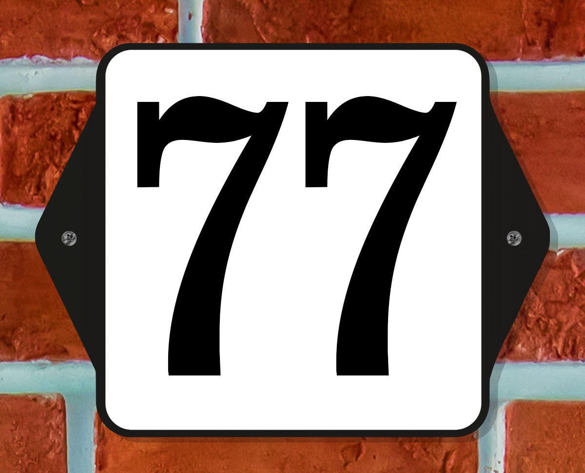 Huisnummerbord Klassiek - Nummer 77 - 14 x 11 cm - incl. bevestiging | - naambord - nummerbord - voordeur