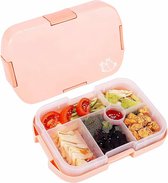Broodtrommel voor kinderen met vakken, Bento Box met 6 onderverdelingen, lunchbox lekvrij, magnetron, snackbox, school voor meisjes, kleine lunchbox, bentobox, lunchbox voor kleuterschool (kleur: roze)