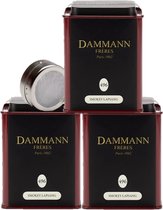 Dammann Frères - 3 x Smokey Lapsang blikje N° 496 - 100gram gerookte zwarte thee - volstaat voor 150 koppen Lapsang Souchong