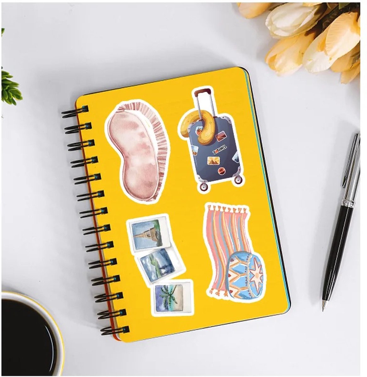 Travel Stickers 50 Stuks | Vakantie Stickers | Reis | Reizen | Zon | Paspoort | Vliegtuig | Holiday | Camera | Laptop Stickers | Stickers Kinderen | Stickers Volwassenen | Stickervellen | Plakstickers | Stickers Koffers | Bullet Journal | — afbeelding 8