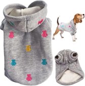 Hondenjas, hondentrui, hoodie, winterjas voor kleine honden en huisdieren, grijs, S