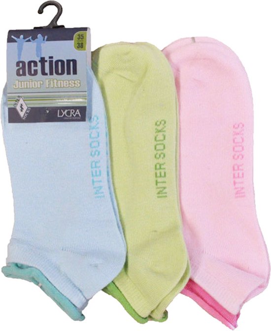Meisjes enkelkousen fitness fantasie - 6 paar gekleurde sneaker sokken
