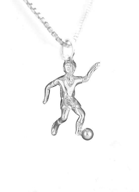 Hetty'S - Zilveren hanger van een voetballer - Met zilver collier van 45 cm.