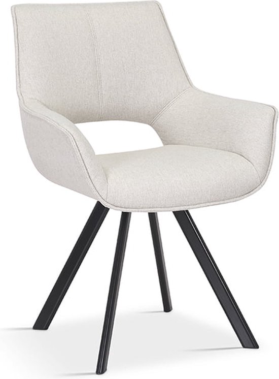 Stoel Zoë Beige Polyester Set van 2 Zithoogte 49 cm Zitdiepte 48 cm Met... bol