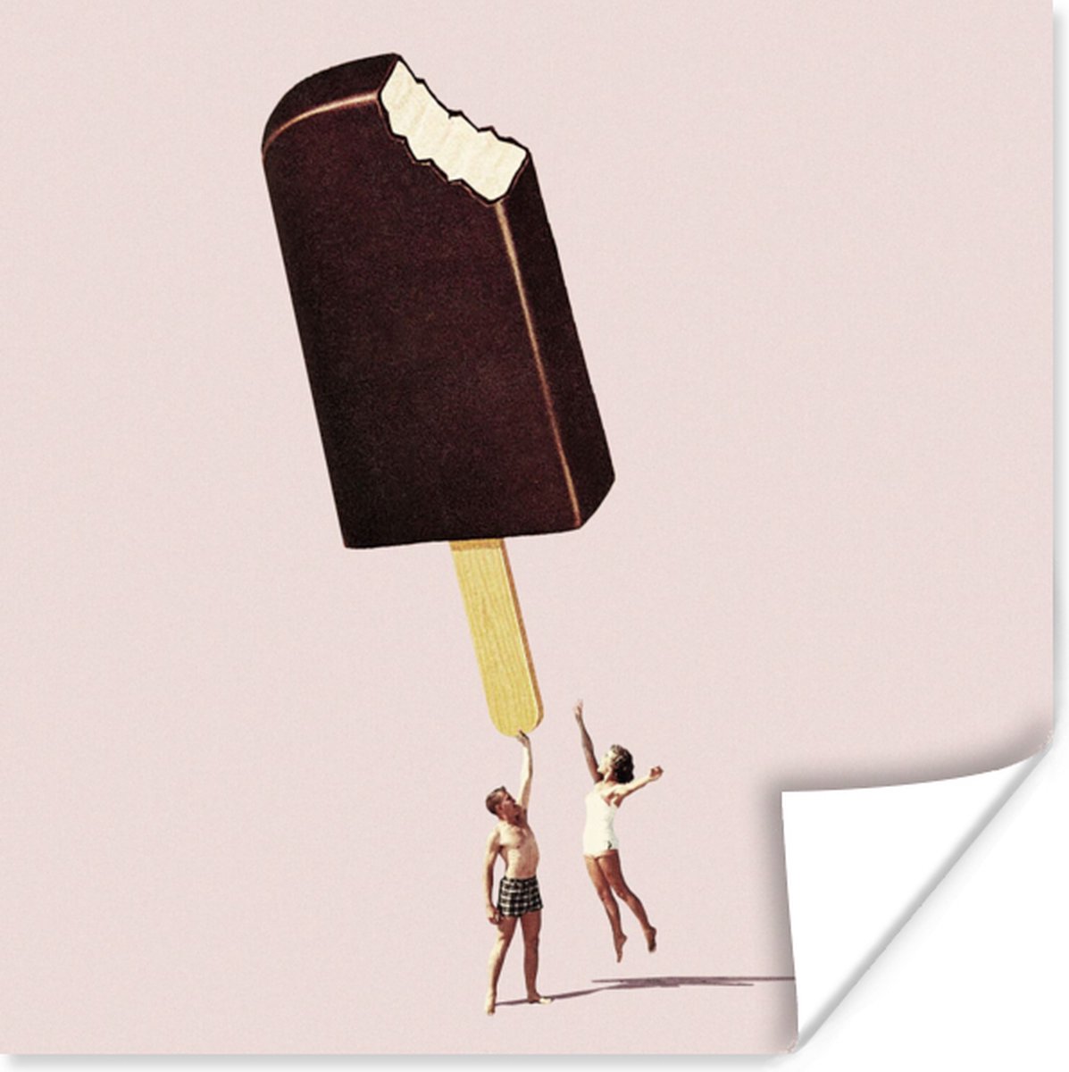 Poster IJs - Chocolade - Pastel - Vintage - 75x75 cm