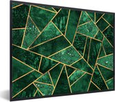 Fotolijst incl. Poster - Smaragd - Goud - Abstract - Patronen - 40x30 cm - Posterlijst