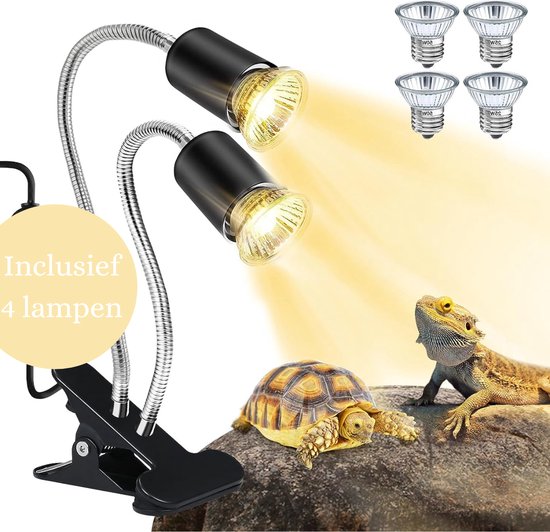Deluqse Lampe Chauffante Reptiles - Zwart - Comprenant 4 Lampes - UVA/ UVB  - 25W / 50W... | bol