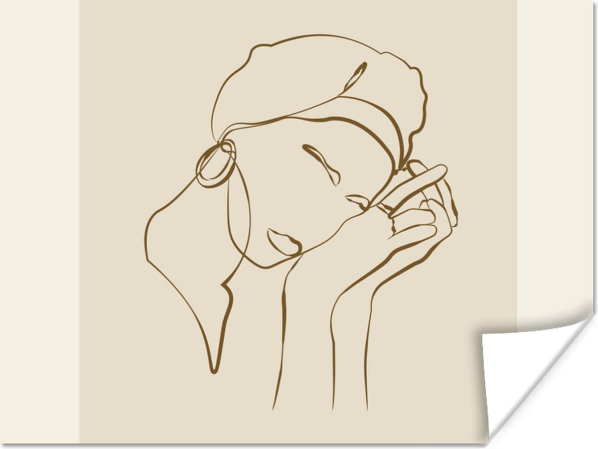 Poster Vrouw - Line art - Quotes - Tekst - 80x60 cm