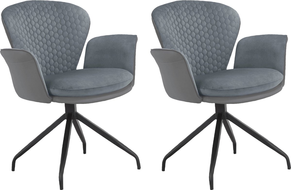 Notio Living Lucia-Eetkamerstoel - Set van 2 - Antraciet Grijs