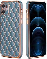 Hoesje geschikt voor iPhone 14 Pro Max - Backcover - Ruitpatroon - Siliconen - Blauw