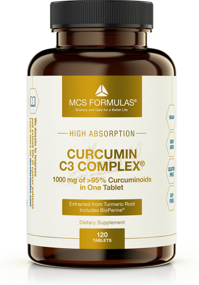 Goedkoopste Curcumin C3 Complex - 1000 mg - 120 Tablets - Kurkuma met Zwarte Peper Bioperine - High Strength Curcumine