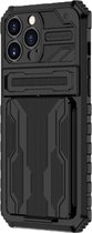 Hoesje geschikt voor iPhone 12 Pro Max - Backcover - Rugged Armor - Kickstand - Extra valbescherming - TPU - Zwart