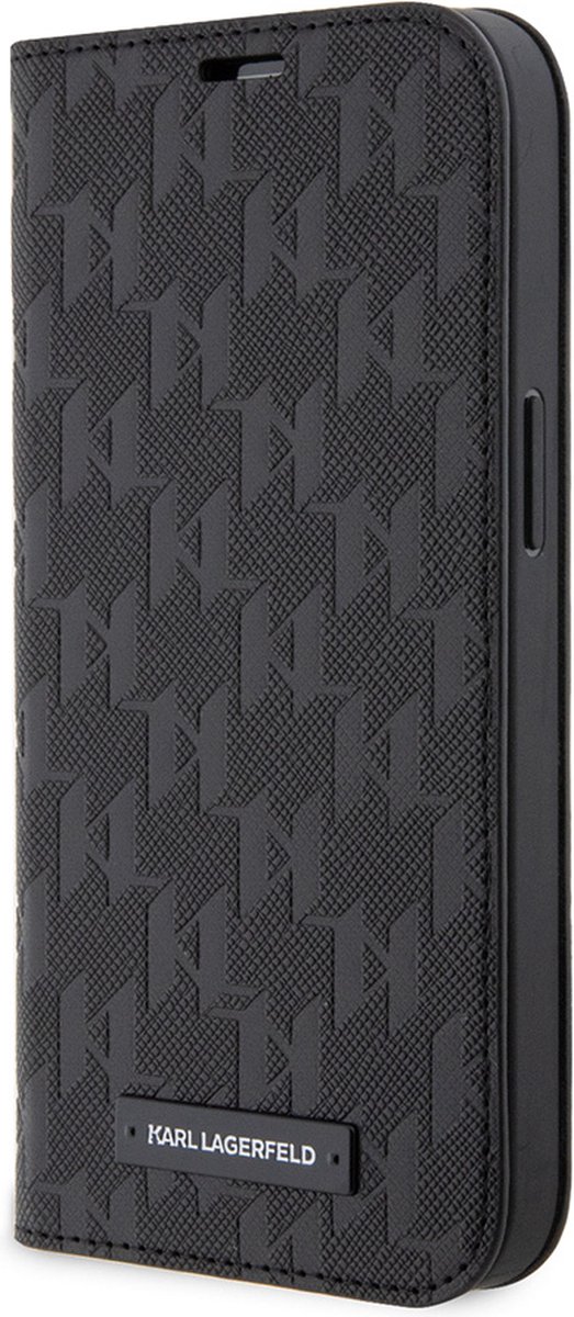 iPhone 14 Pro Max Bookcase hoesje - Karl Lagerfeld - Effen Zwart - Kunstleer