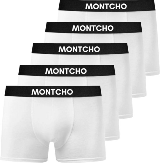 MONTCHO - Essence Series - Boxershort Heren - Onderbroeken heren - Boxershorts - Heren ondergoed - 5 Pack - Wit - Heren - Maat S
