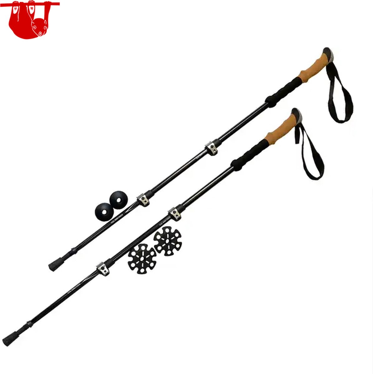 Feistel TrailNomad - hoge kwaliteit trekkingstokken - telescopisch uitschuifbaar - met accessoires - zwart