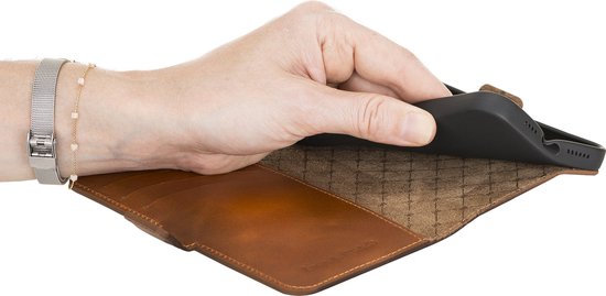 Bouletta iPhone 15 Pro Max Bouletta BookCase en cuir - Cognac Brûlé