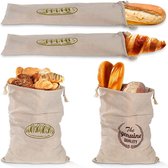 4 stuks linnen zakken, broodzakken, broodopbergzakken, stoffen linnen, herbruikbaar, met trekkoord, zakken voor brood, baguettes, zelfgebakken brood en andere levensmiddelen